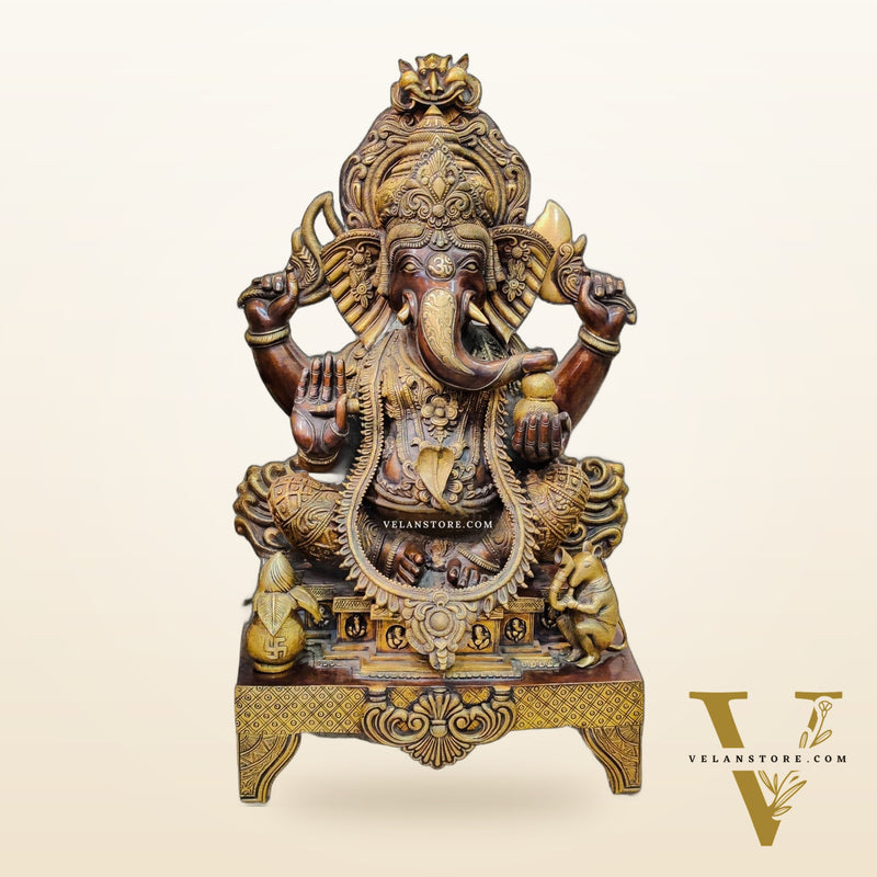 Brass Superfine large Ganesha Statue 35"