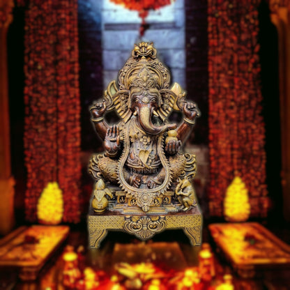Brass Superfine large Ganesha Statue 35"
