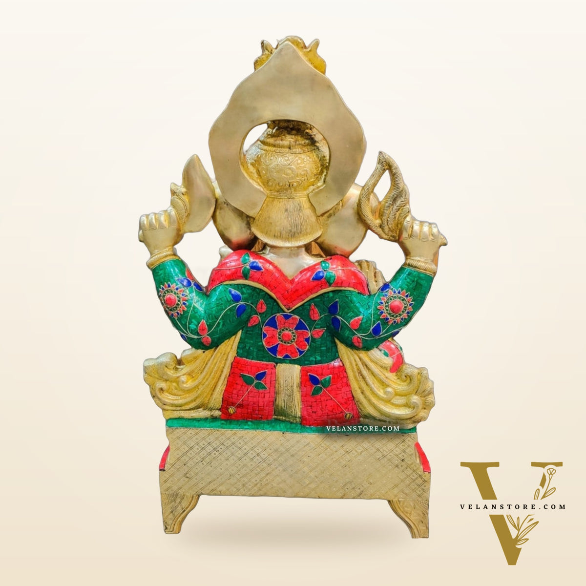 Brass Superfine large Ganesha Statue with Stonework 35"