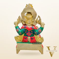 Brass Superfine large Ganesha Statue with Stonework 35"