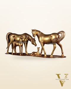 Brass Superfine Large Horse Family Sculpture – Vastu & Feng Shui Recommended 24" wide