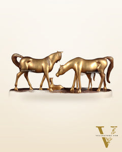 Brass Superfine Large Horse Family Sculpture – Vastu & Feng Shui Recommended 24" wide