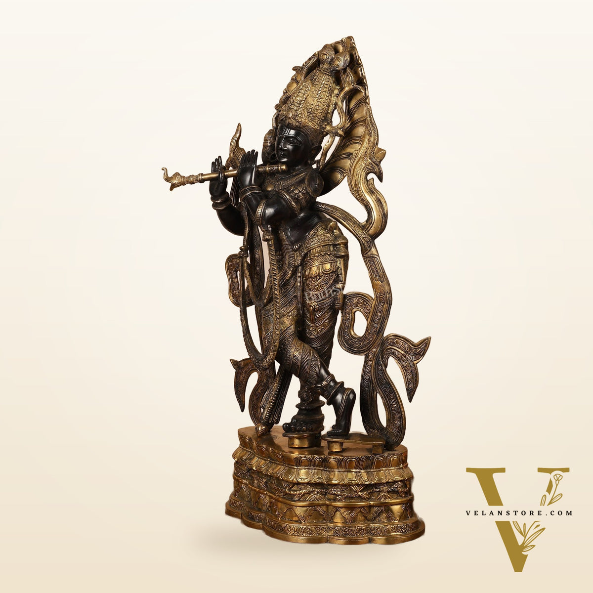 Brass Superfine Large Lord Krishna Statue - 35 inch