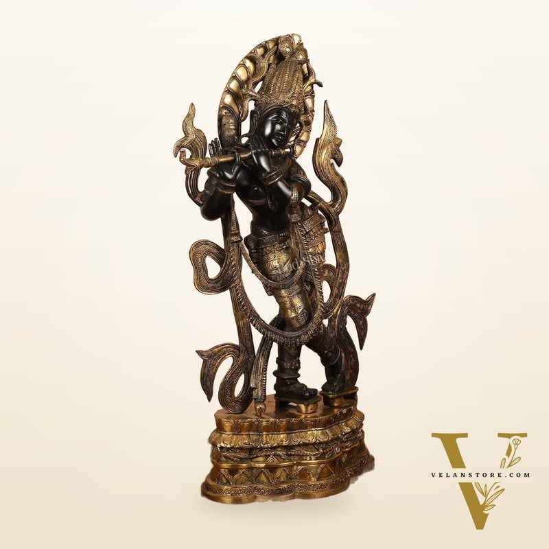 Brass Superfine Large Lord Krishna Statue - 35 inch