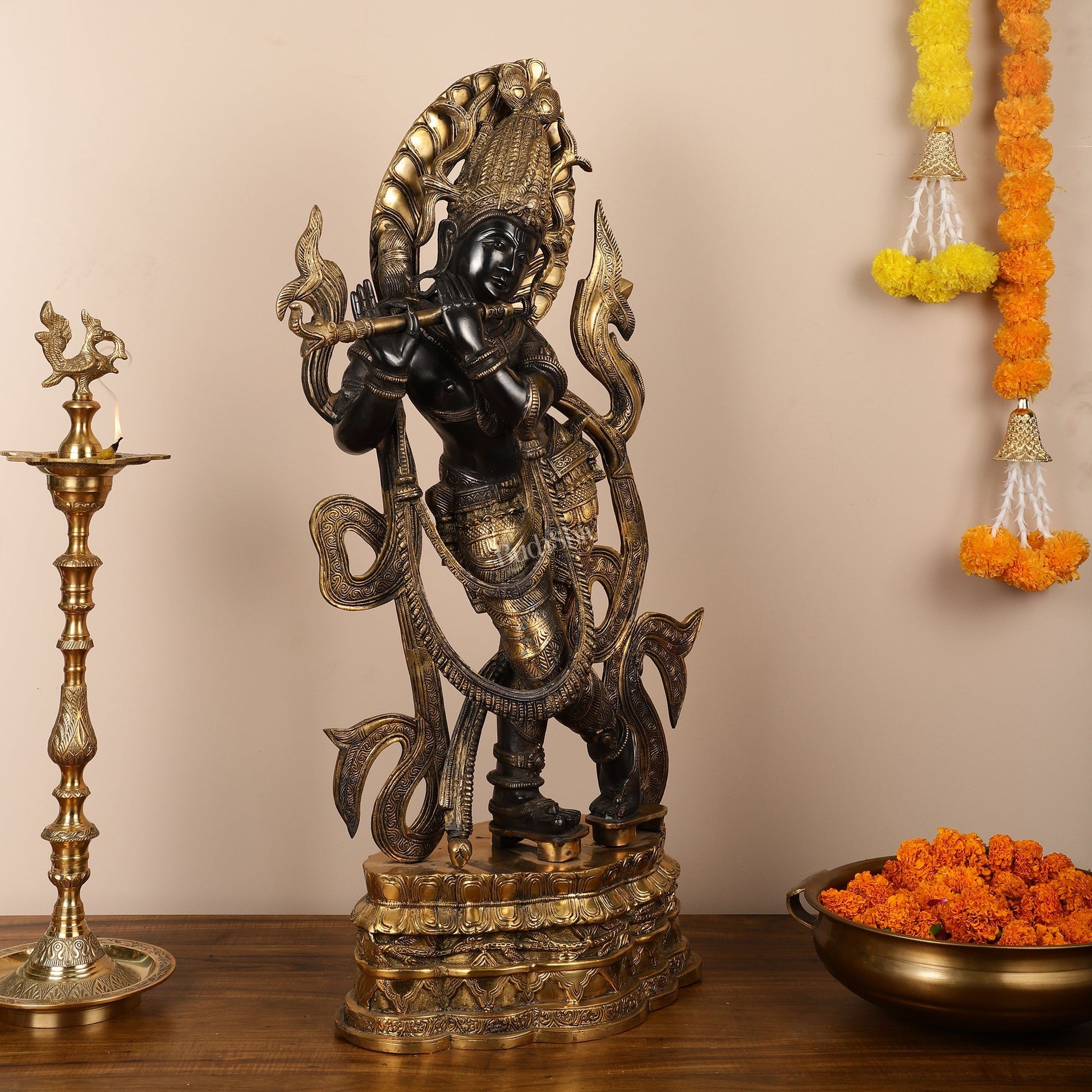 Brass Superfine Large Lord Krishna Statue - 35 inch