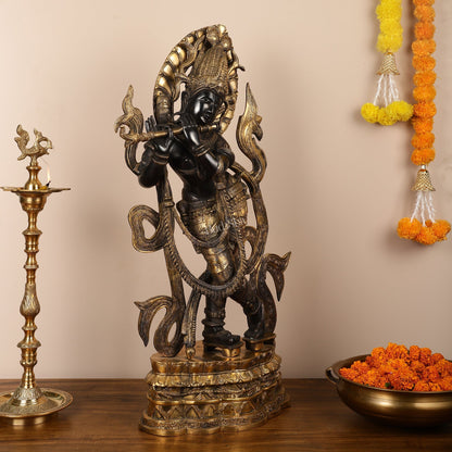 Brass Superfine Large Lord Krishna Statue - 35 inch
