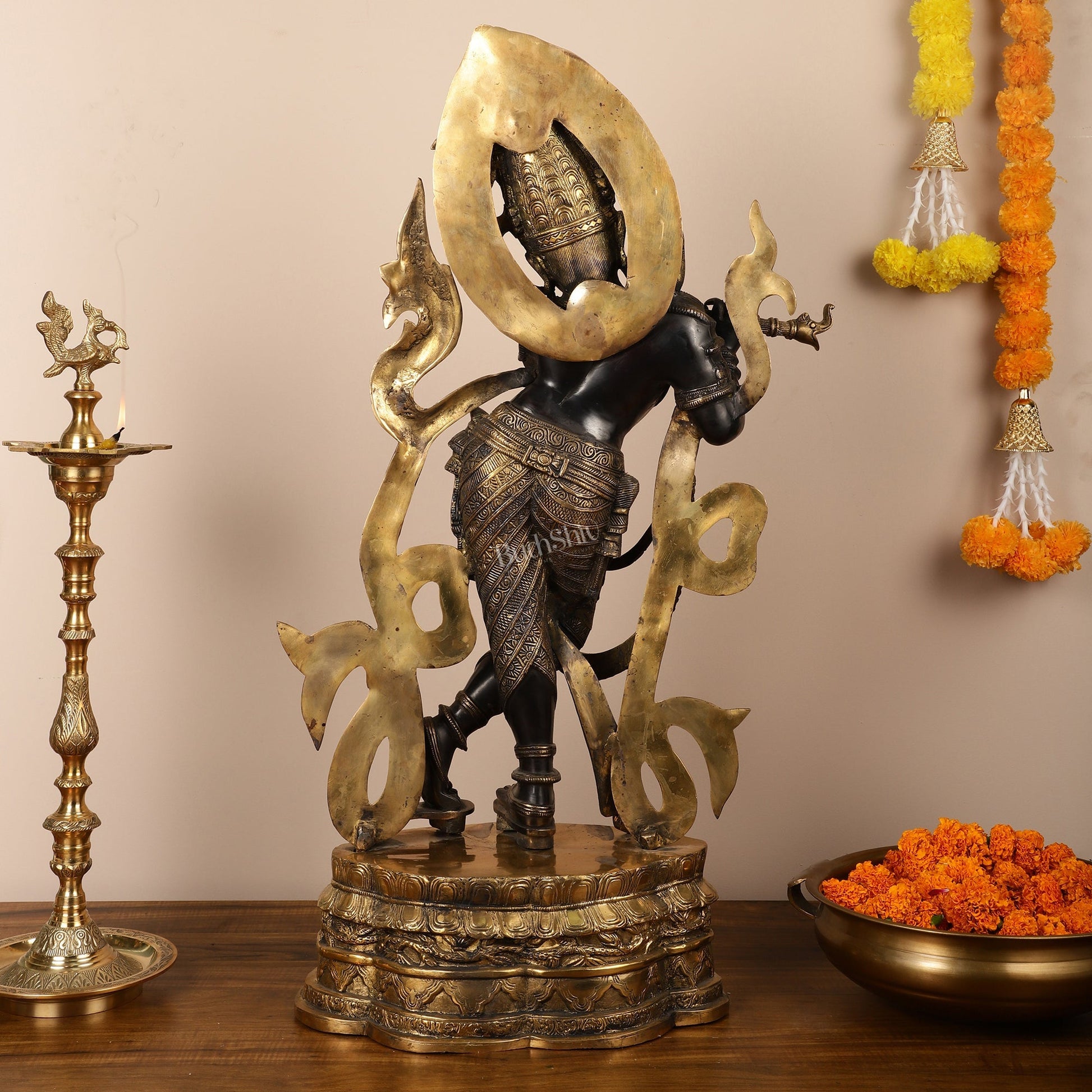 Brass Superfine Large Lord Krishna Statue - 35 inch