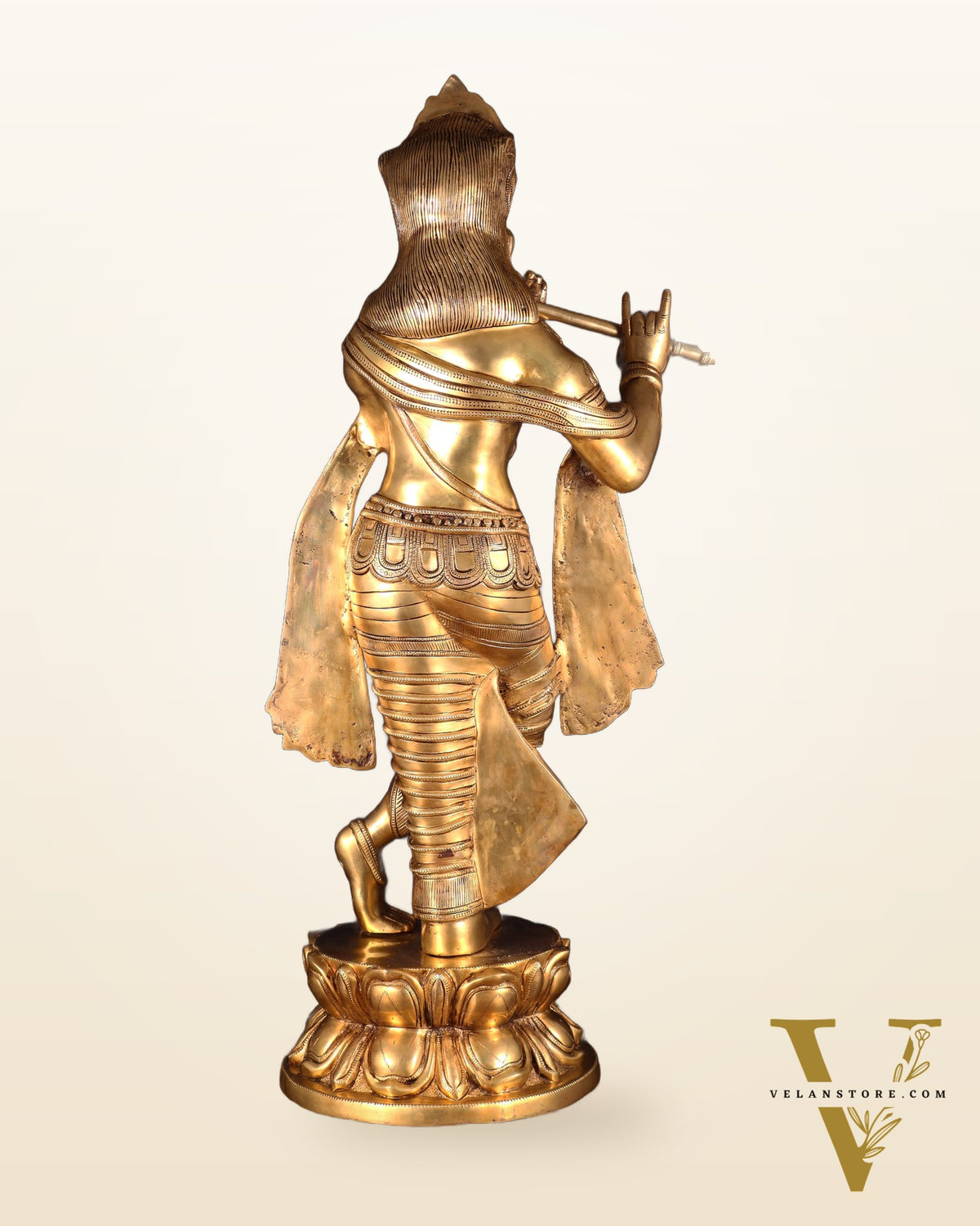Brass Superfine Large Lord Krishna Statue – 36” | 38 kg | Only at BudhShiv