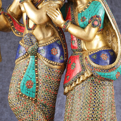 Brass Superfine Large Radha Krishna Standing Together Statue - 24"