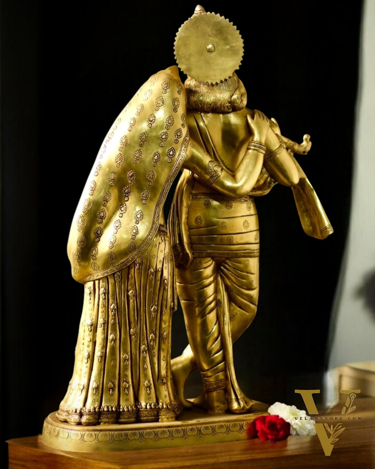 Brass Superfine Large Radha Krishna Standing Together Statue - 24"