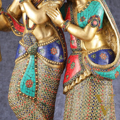 Brass Superfine Large Radha Krishna Standing Together Statue - 24"