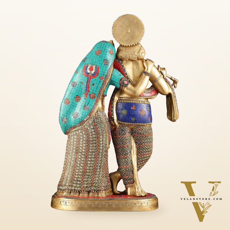 Brass Superfine Large Radha Krishna Standing Together Statue - 24"