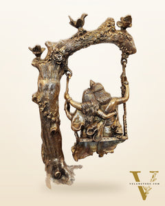 Brass Superfine Large Sized Radha krishna idols on a swing 23"