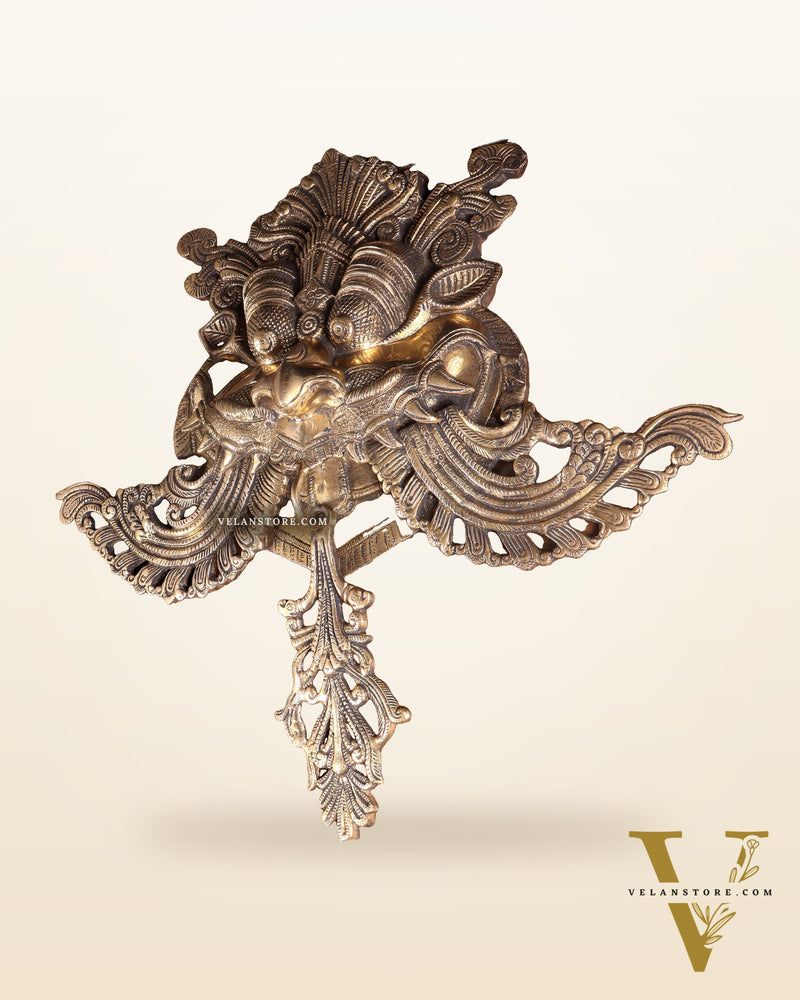 Brass Superfine Large Yali wall hanging Dragon face Nazarbattu 18" antique tone