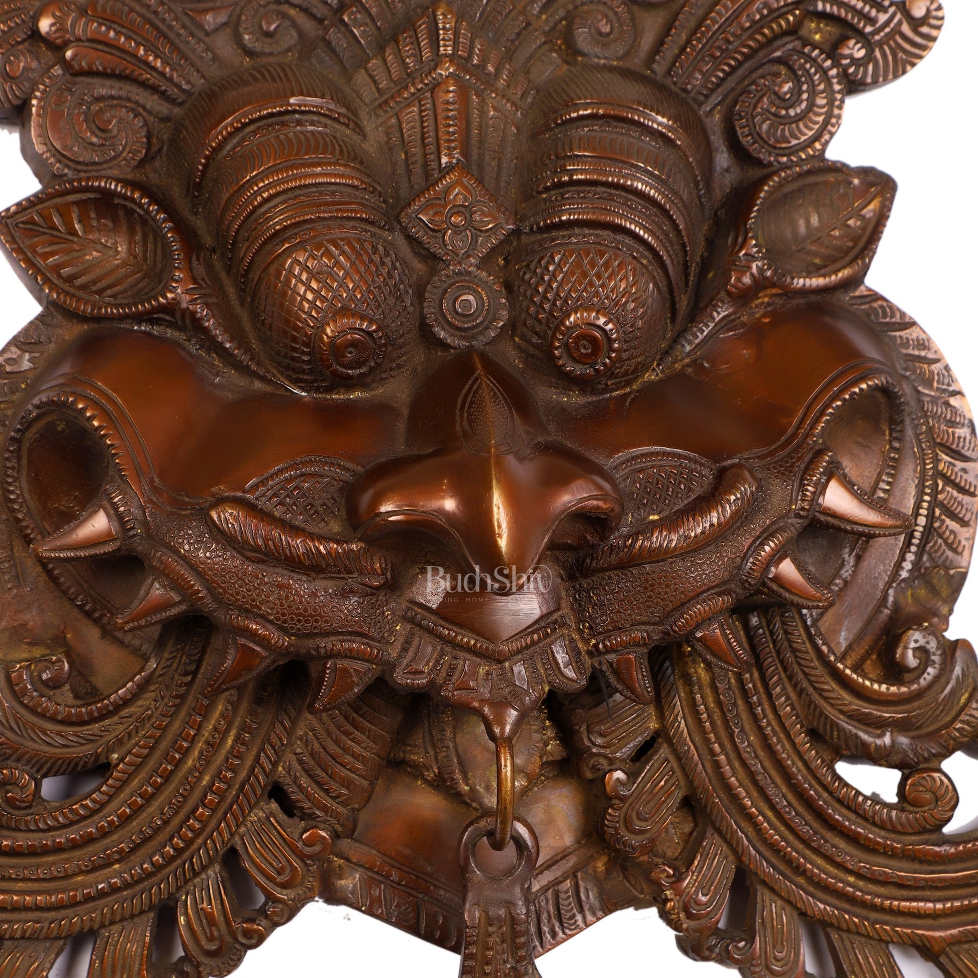 Brass Superfine Large Yali wall hanging  Dragon face Nazarbattu 18"