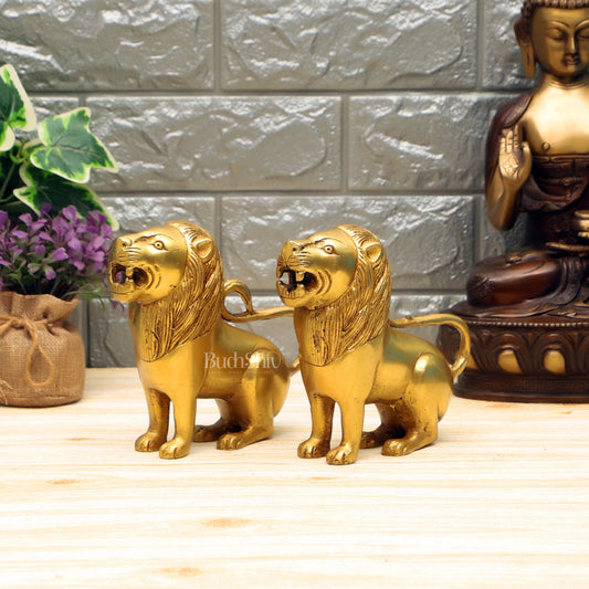 Brass Superfine Lion pair 6"
