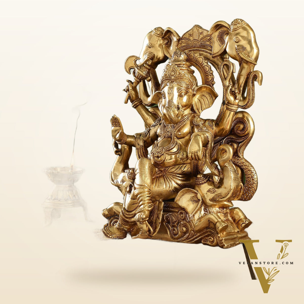 Brass Superfine Lord Ganapati Seated on Throne Statue 18 inch