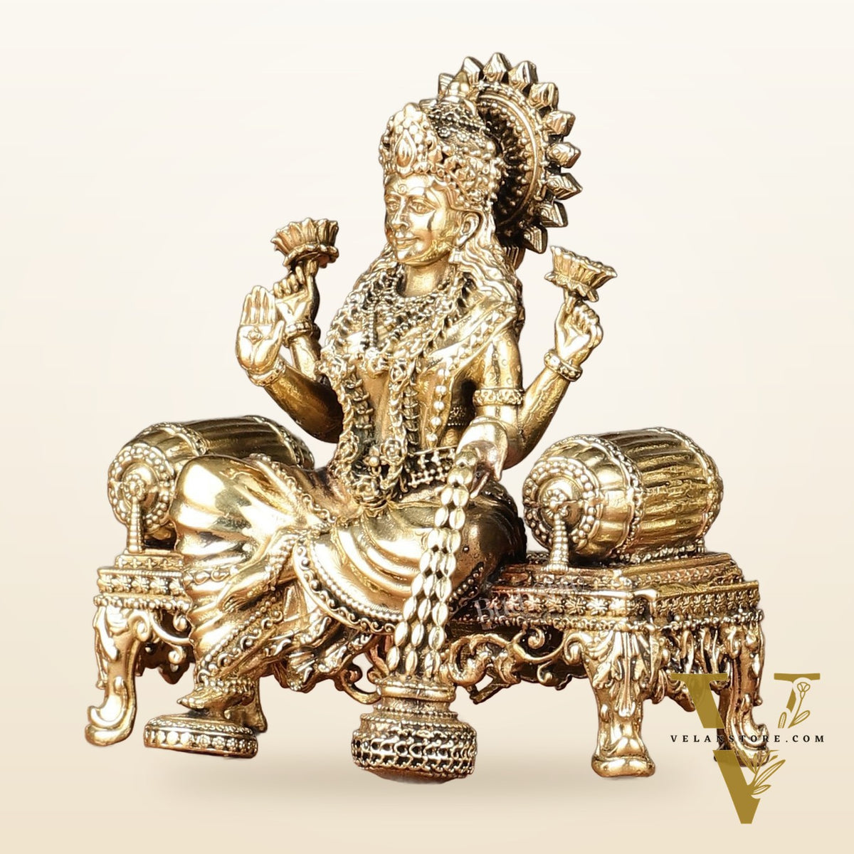 Brass Superfine Lord Ganesha and Goddess Lakshmi Idol Set | 4"