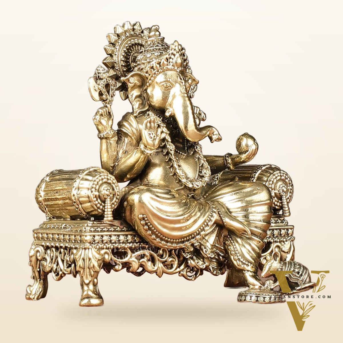 Brass Superfine Lord Ganesha and Goddess Lakshmi Idol Set | 4"