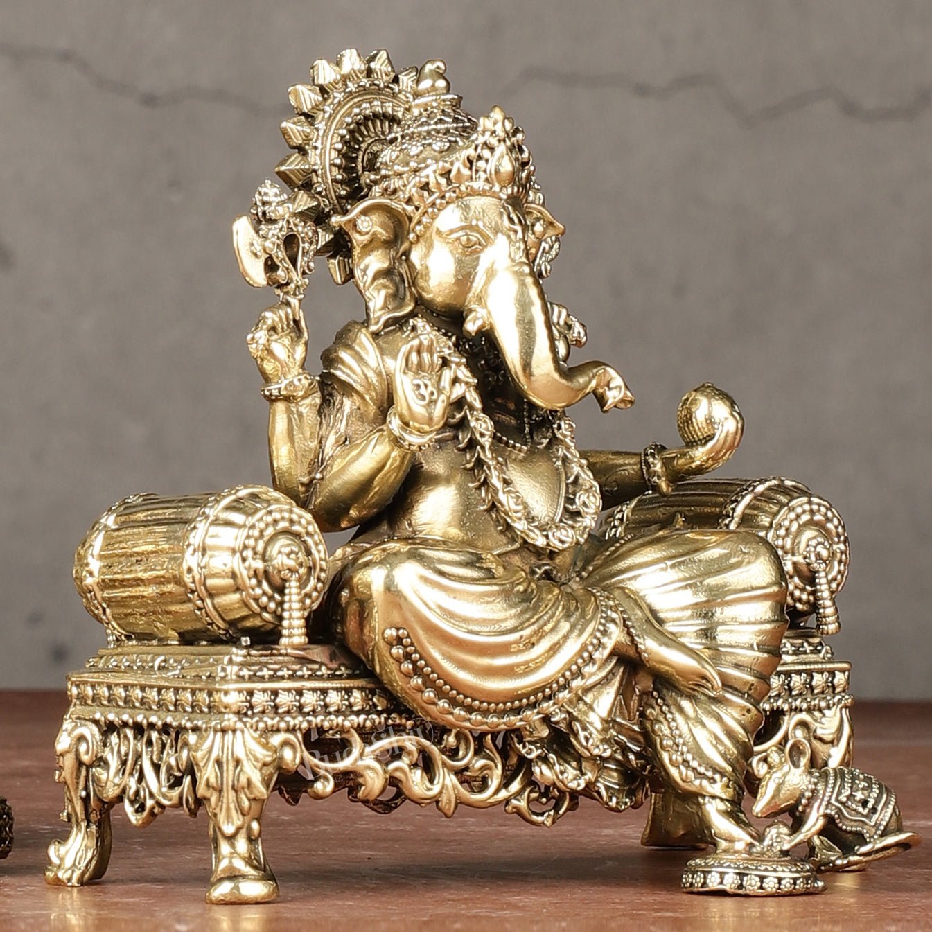 Brass Superfine Lord Ganesha and Goddess Lakshmi Idol Set | 4"