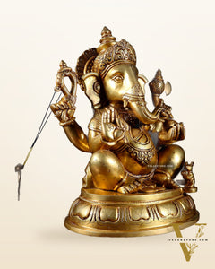 Brass Superfine Lord Ganesha Handcrafted Idol 14"