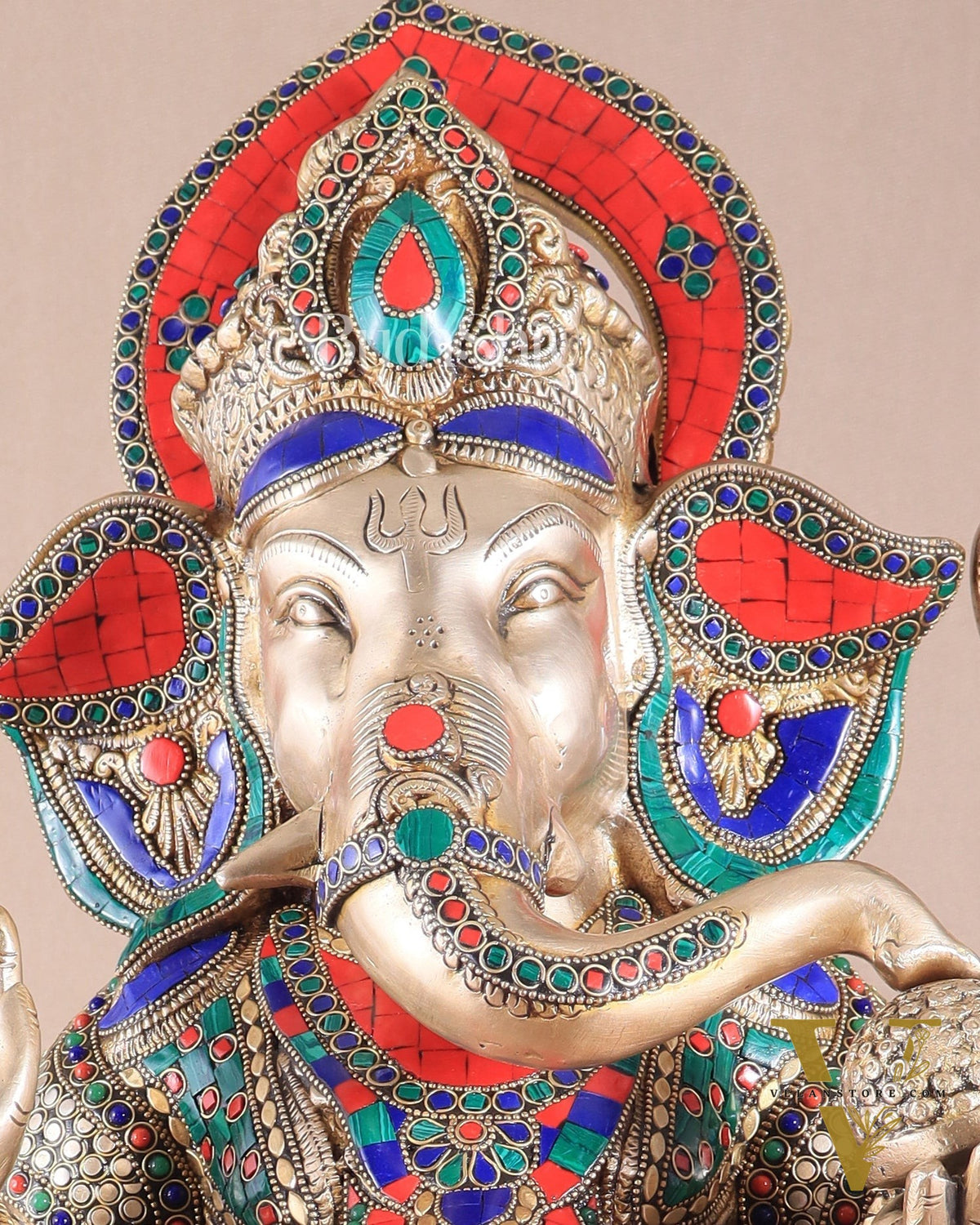 Brass Superfine Lord Ganesha Idol - 22 Inch meenakari