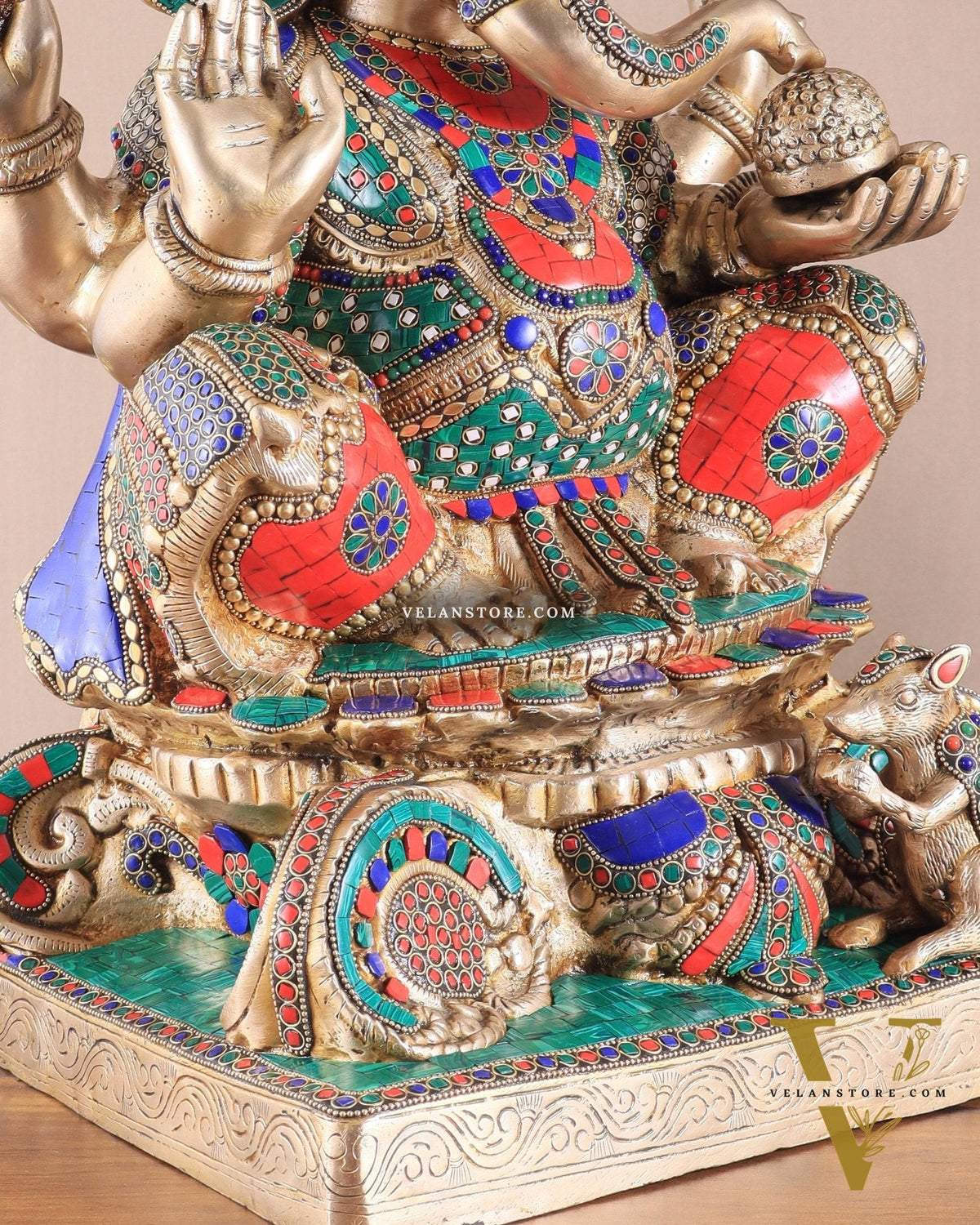 Brass Superfine Lord Ganesha Idol - 22 Inch meenakari