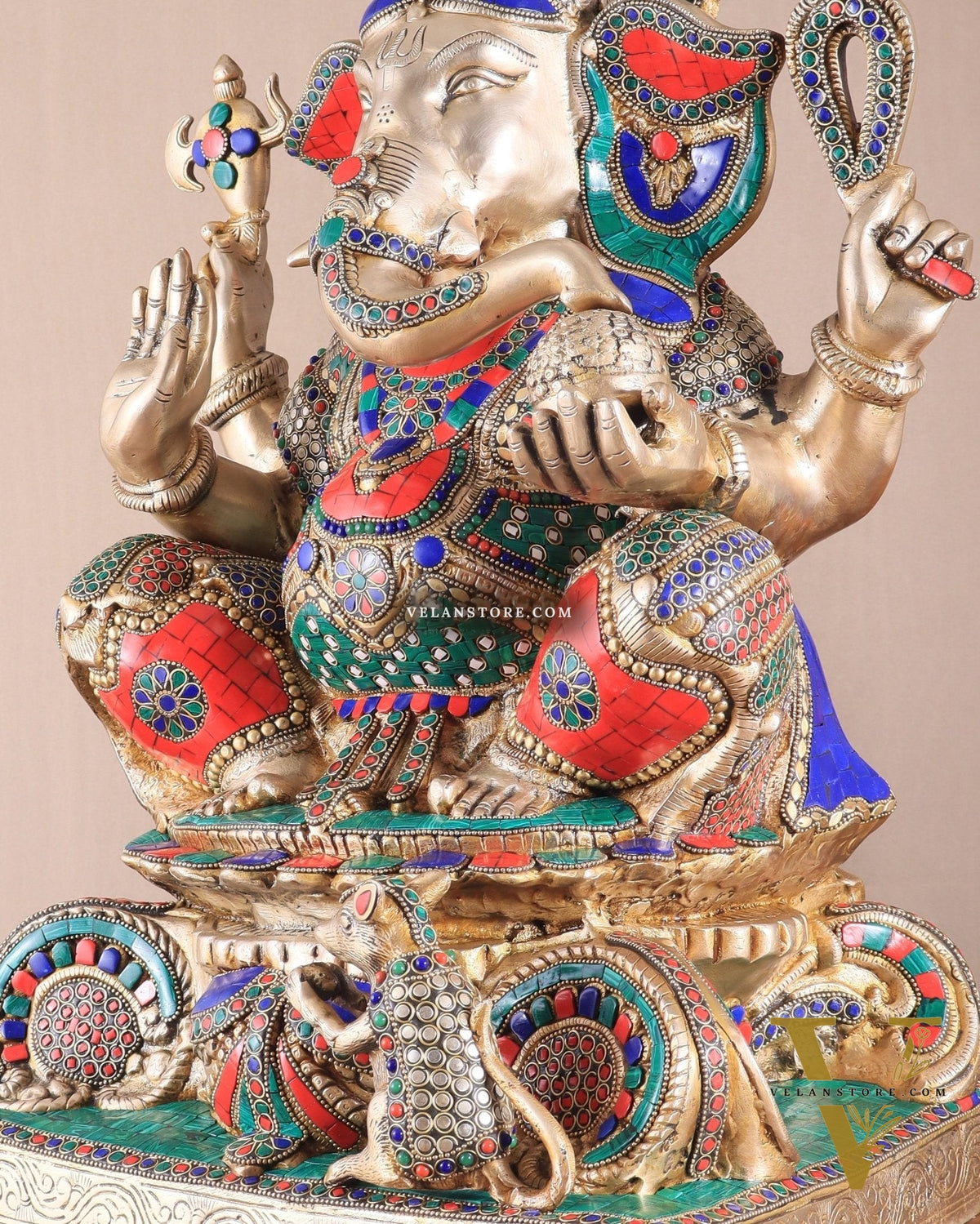 Brass Superfine Lord Ganesha Idol - 22 Inch meenakari