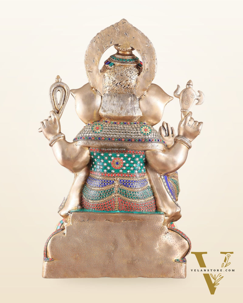 Brass Superfine Lord Ganesha Idol - 22 Inch meenakari