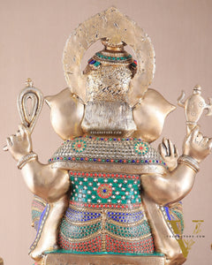 Brass Superfine Lord Ganesha Idol - 22 Inch meenakari