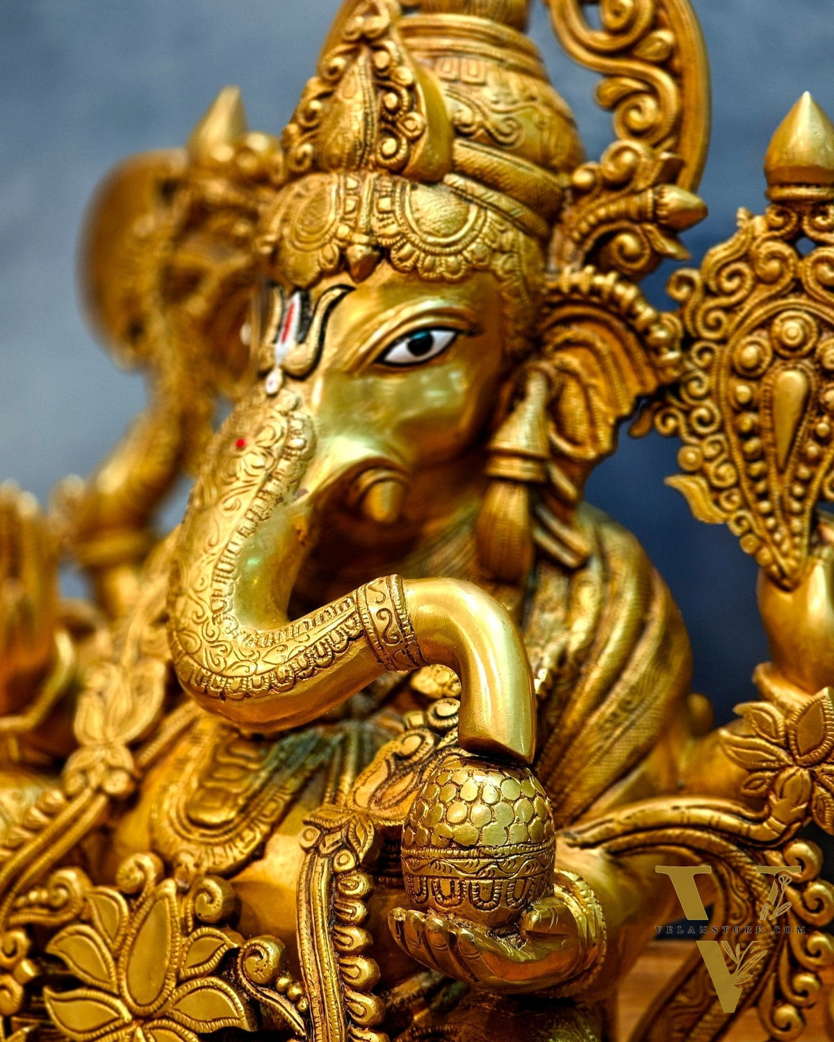 Brass Superfine Lord Ganesha Idol with Lotus – 23.5 Inches Tall