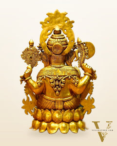 Brass Superfine Lord Ganesha Idol with Lotus – 23.5 Inches Tall