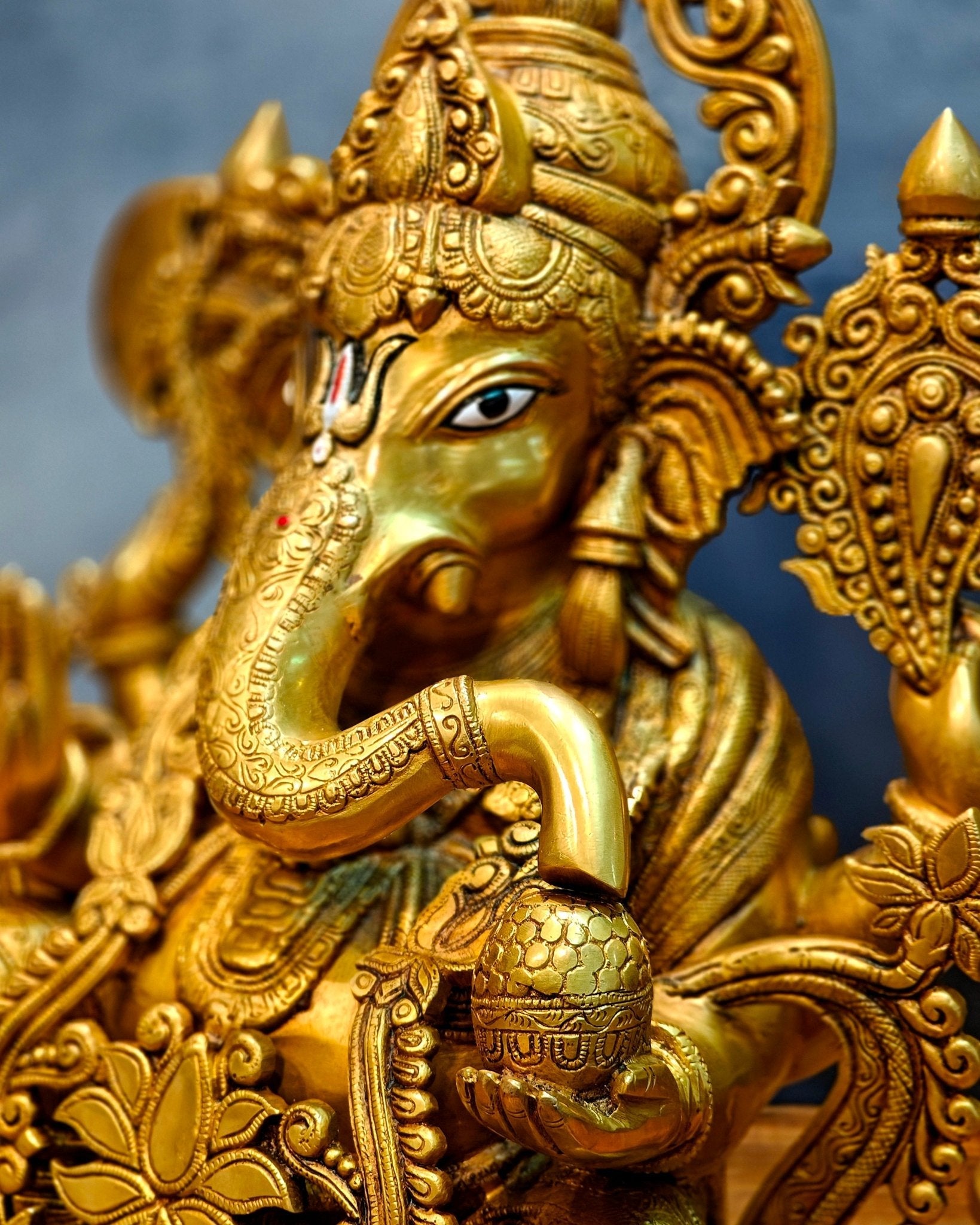 Brass Superfine Lord Ganesha Idol with Lotus – 23.5 Inches Tall