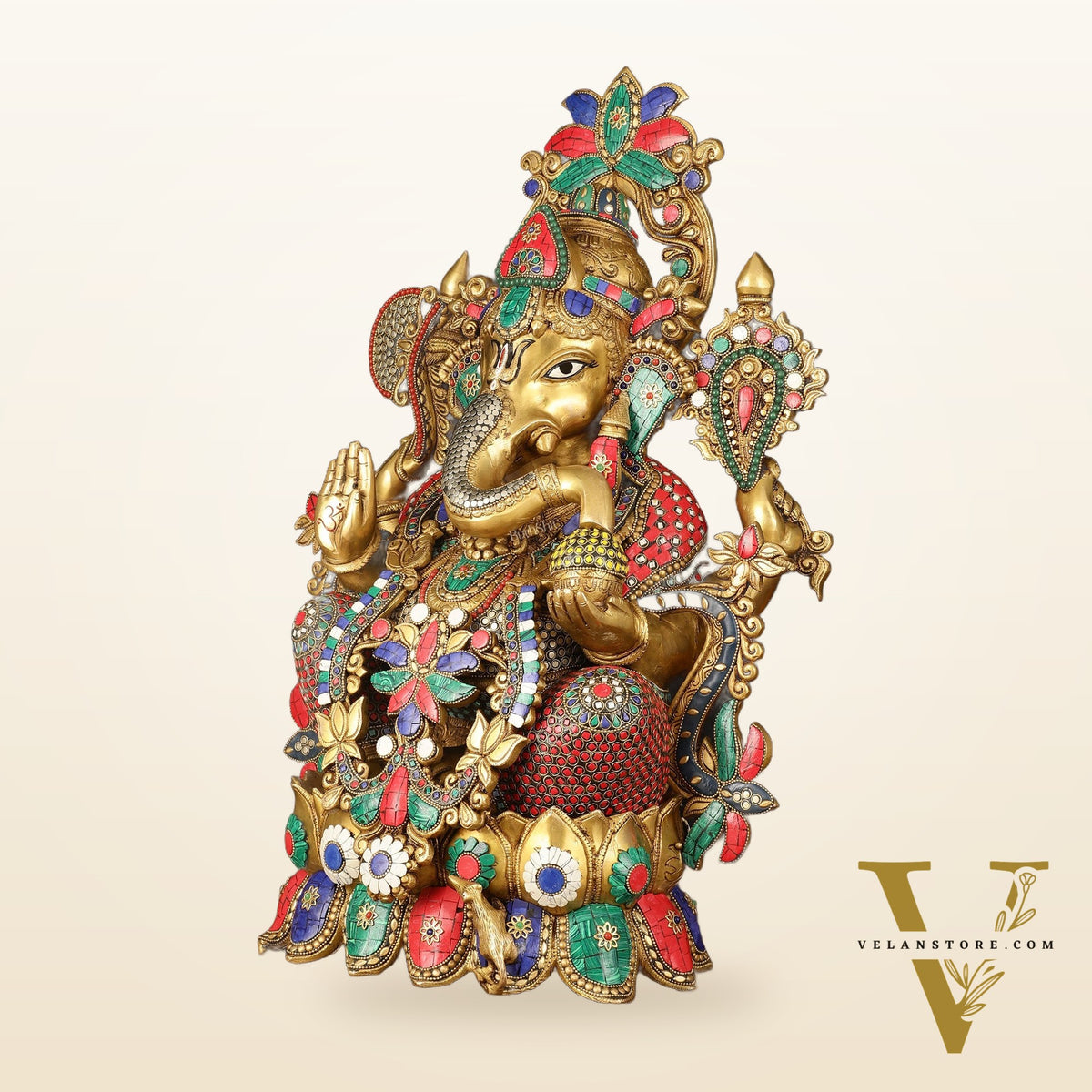 Brass Superfine Lord Ganesha Idol with Lotus - 24" Height