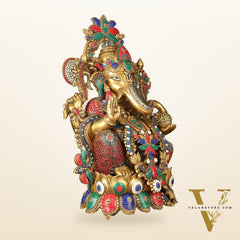 Brass Superfine Lord Ganesha Idol with Lotus - 24" Height