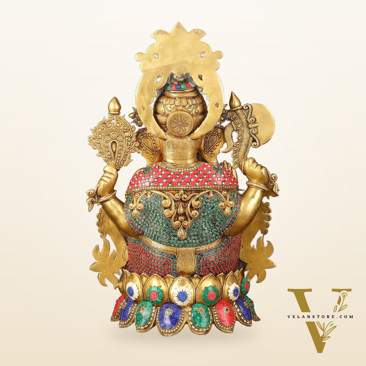 Brass Superfine Lord Ganesha Idol with Lotus - 24" Height