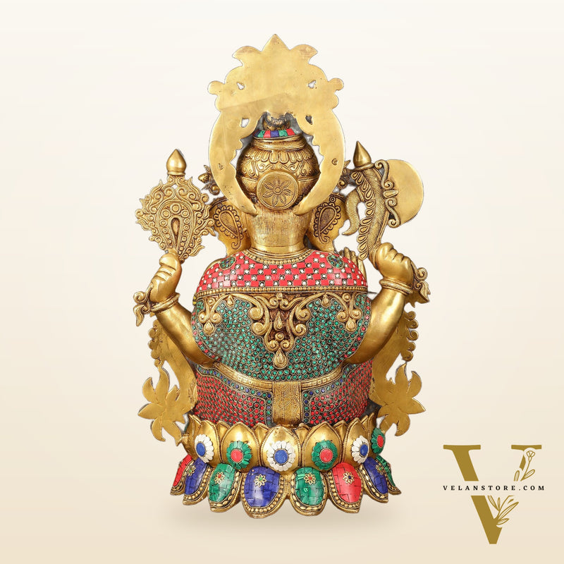 Brass Superfine Lord Ganesha Idol with Lotus - 24" Height