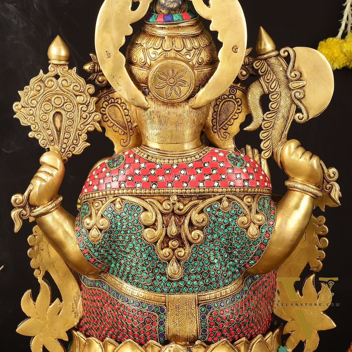 Brass Superfine Lord Ganesha Idol with Lotus - 24" Height