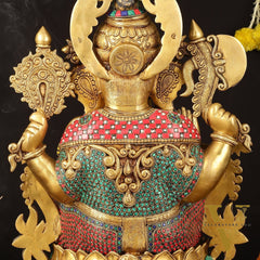 Brass Superfine Lord Ganesha Idol with Lotus - 24" Height