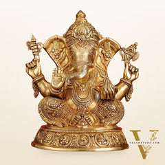 Brass Superfine Lord Ganesha Idol with right side trunk 15 inch