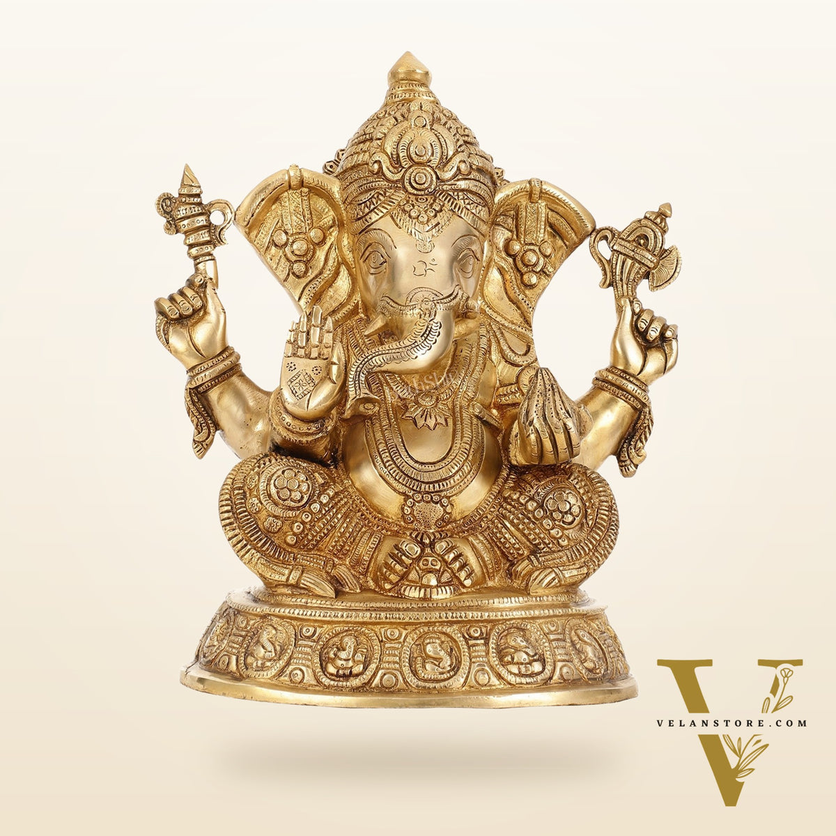 Brass Superfine Lord Ganesha Idol with right side trunk 15 inch