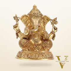 Brass Superfine Lord Ganesha Idol with right side trunk 15 inch
