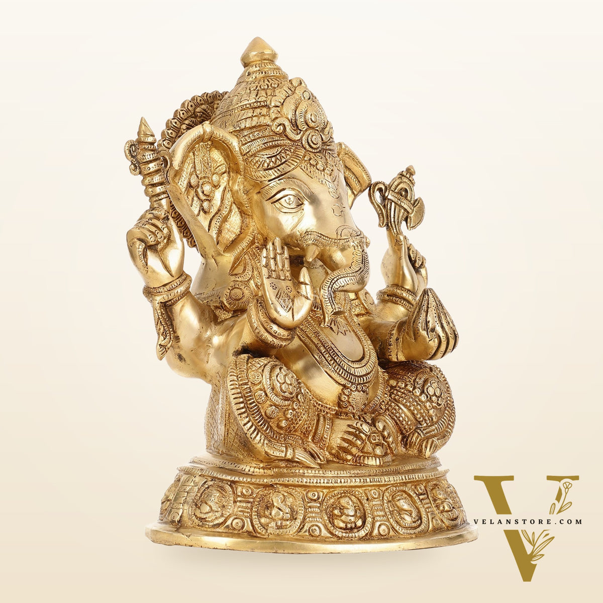 Brass Superfine Lord Ganesha Idol with right side trunk 15 inch