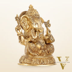 Brass Superfine Lord Ganesha Idol with right side trunk 15 inch
