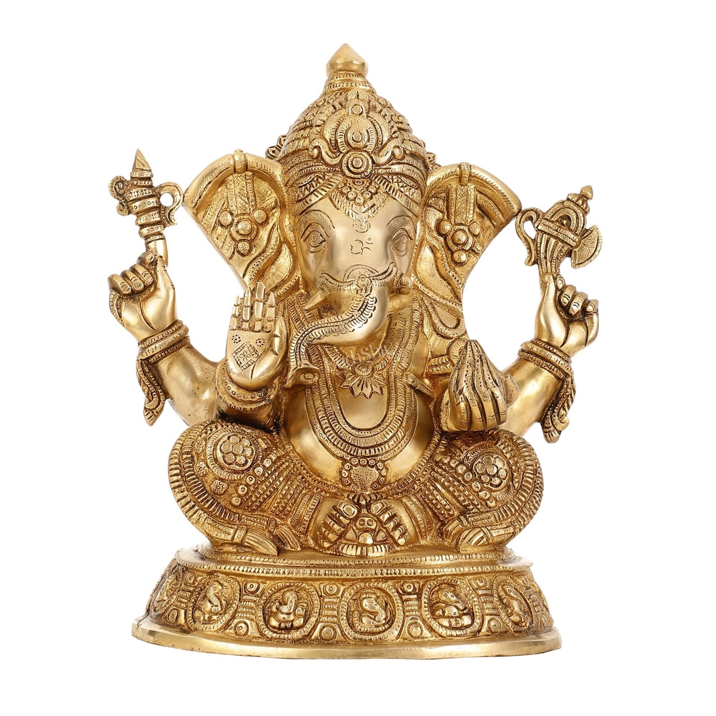Brass Superfine Lord Ganesha Idol with right side trunk 15 inch