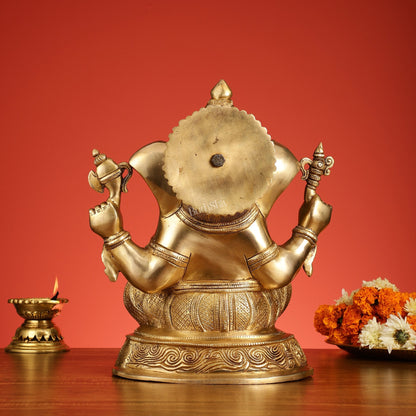 Brass Superfine Lord Ganesha Idol with right side trunk 15 inch