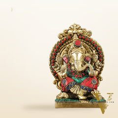 Brass Superfine Lord Ganesha idol with stonework 6"