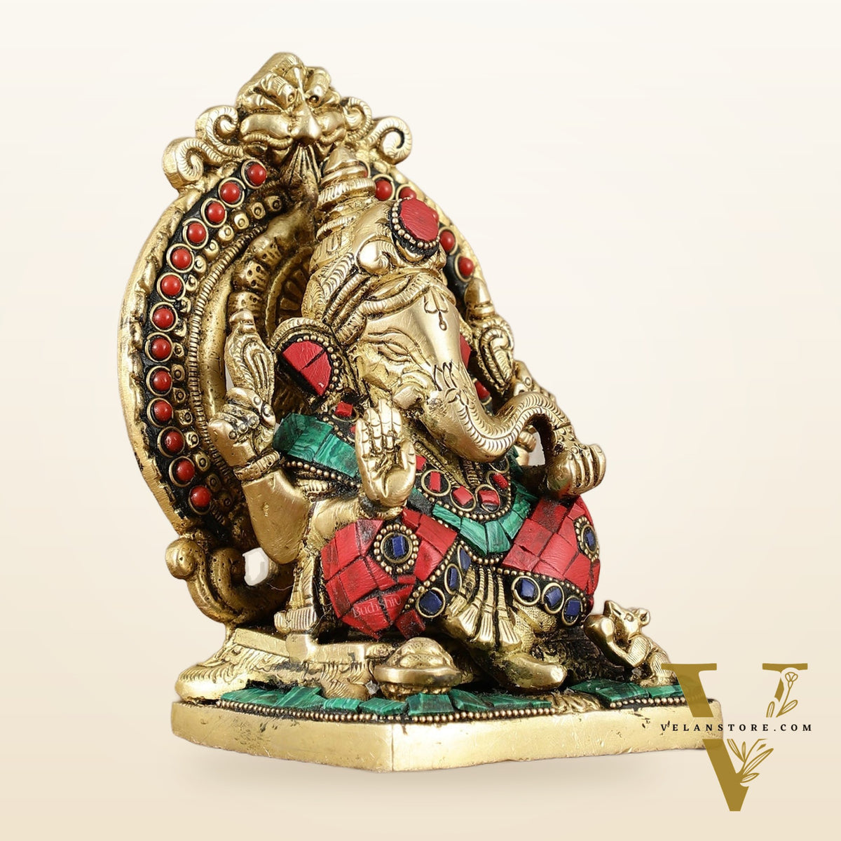 Brass Superfine Lord Ganesha idol with stonework 6"