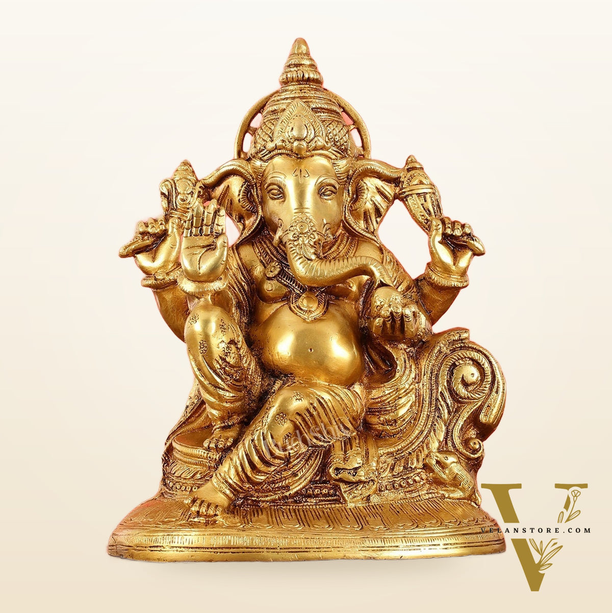 Brass Superfine Lord Ganesha Murti - 10 Inch idol