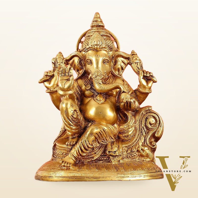 Brass Superfine Lord Ganesha Murti - 10 Inch idol
